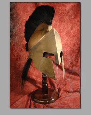 Weathered Bronze Greek/Spartan Helmet with Horse Hair Crest, Liner