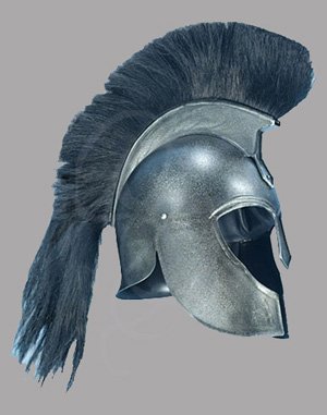 Troy Helmet with Dark Metal finish with Black Plume 