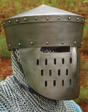 A knighltly hemet, stand included.