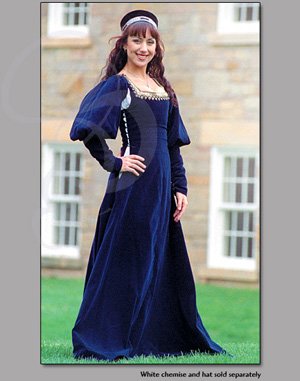 The Katrina- 15th century Flemish Gown with Detachable Puff Sleeves