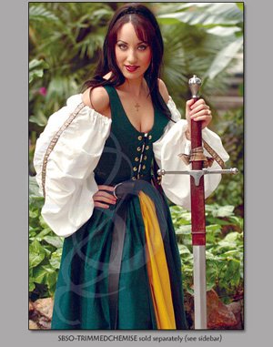 The Maribrae Medieval Irish Gown - Light Cotton Dress with Reversible Corset