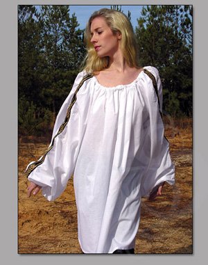 Full-Length Chemise with Decorated Sleeves