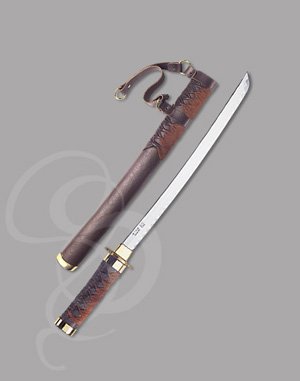 Leather-Braided Samurai Sword: Wakizashi