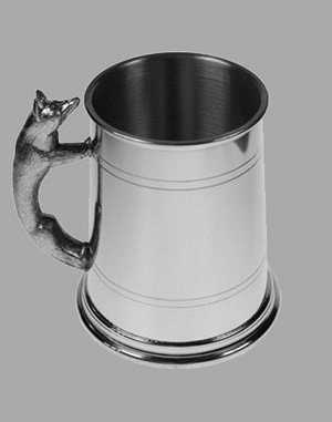 Pewter Tankard with Fox Handle 1 Pint