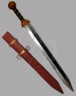 High-Carbon Steel Roman Gladius with Customizable Pommel Cap